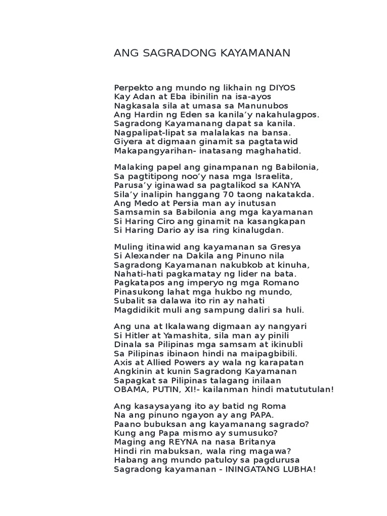 Ang Sagradong Kayamanan | PDF