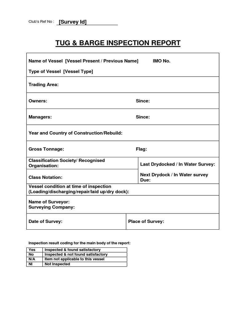 Tug and Barge Inspection Report | PDF | Ships | Safety