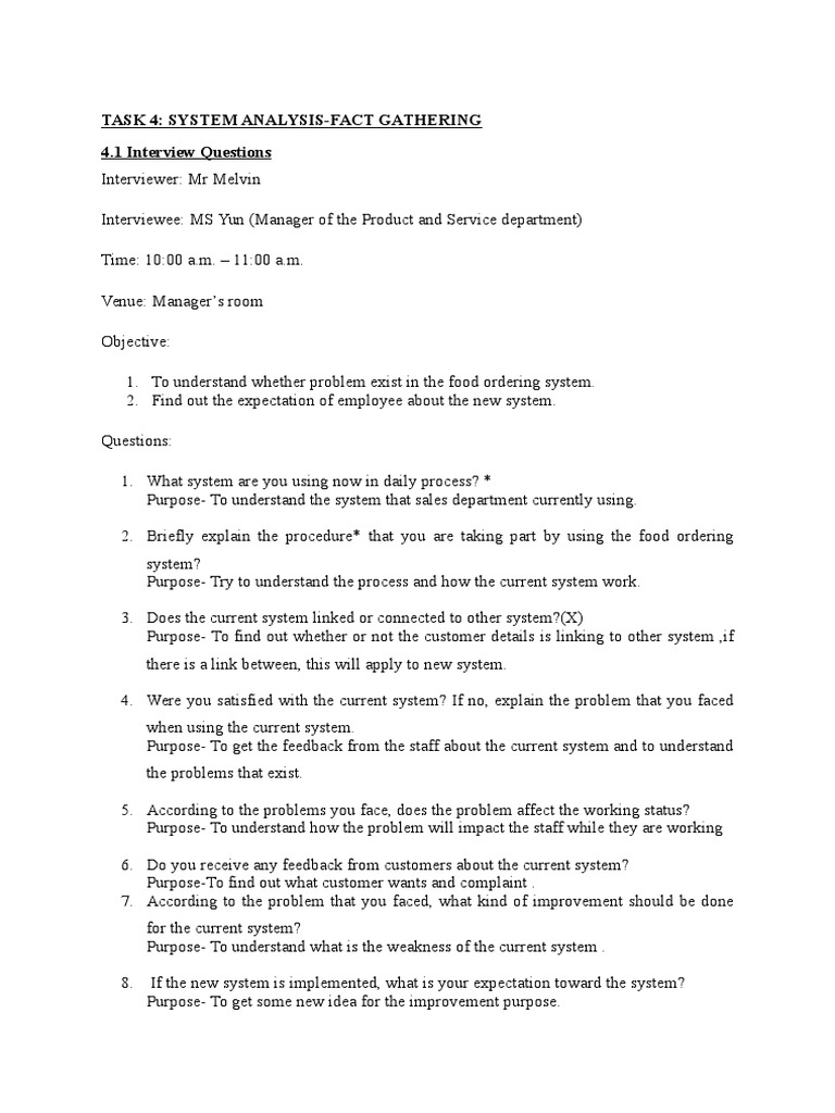 Food Ordering System Analysis Interview | PDF