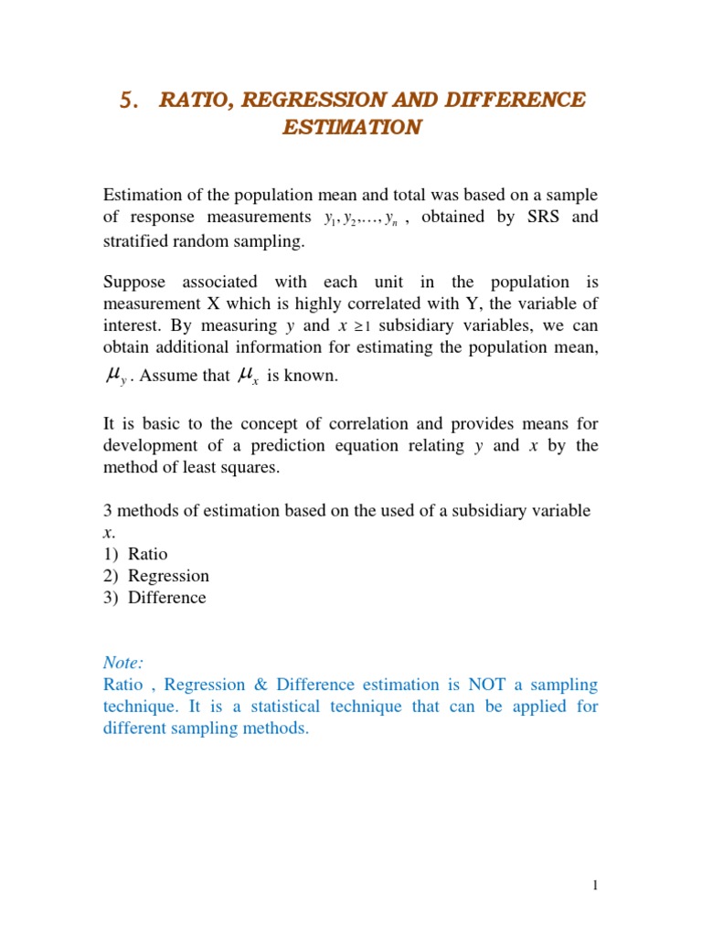 Ratio and Regression Estimation Methods | PDF | Errors And Residuals ...