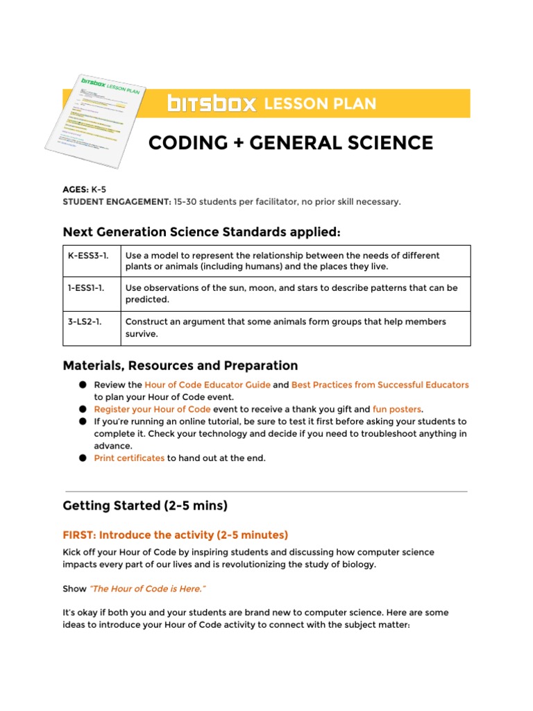 Coding + General Science: Lesson Plan | PDF | Application Software ...