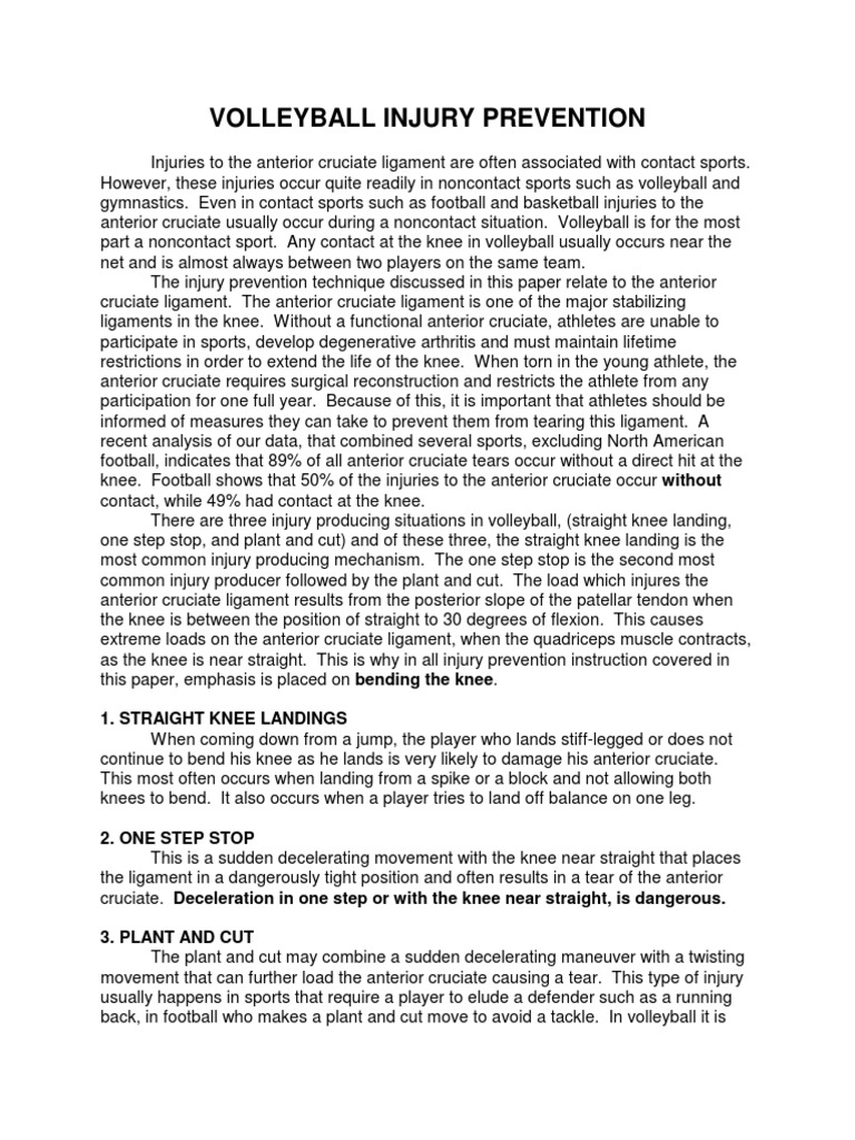 Sasm Volleyball PDF Knee Joints