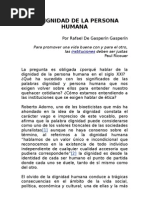 LA DIGNIDAD DE LA PERSONA HUMANA, Por Rafael de Gasperín Gasperín