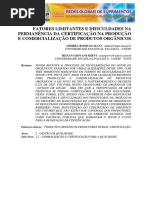 Fatores Limitantes e Dificuldades Na Permanência Da Certificação Na Produção e Comercialização de Produtos Orgânicos