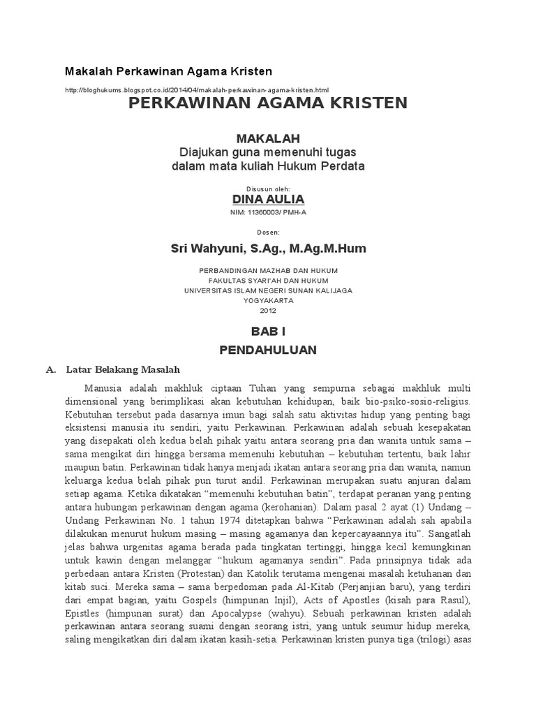 Makalah Perkawinan Agama Kristen
