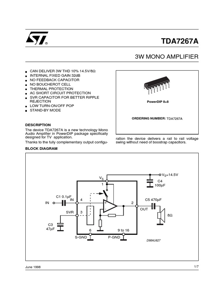 Tda 7267 PDF | PDF | Amplifier | Capacitor