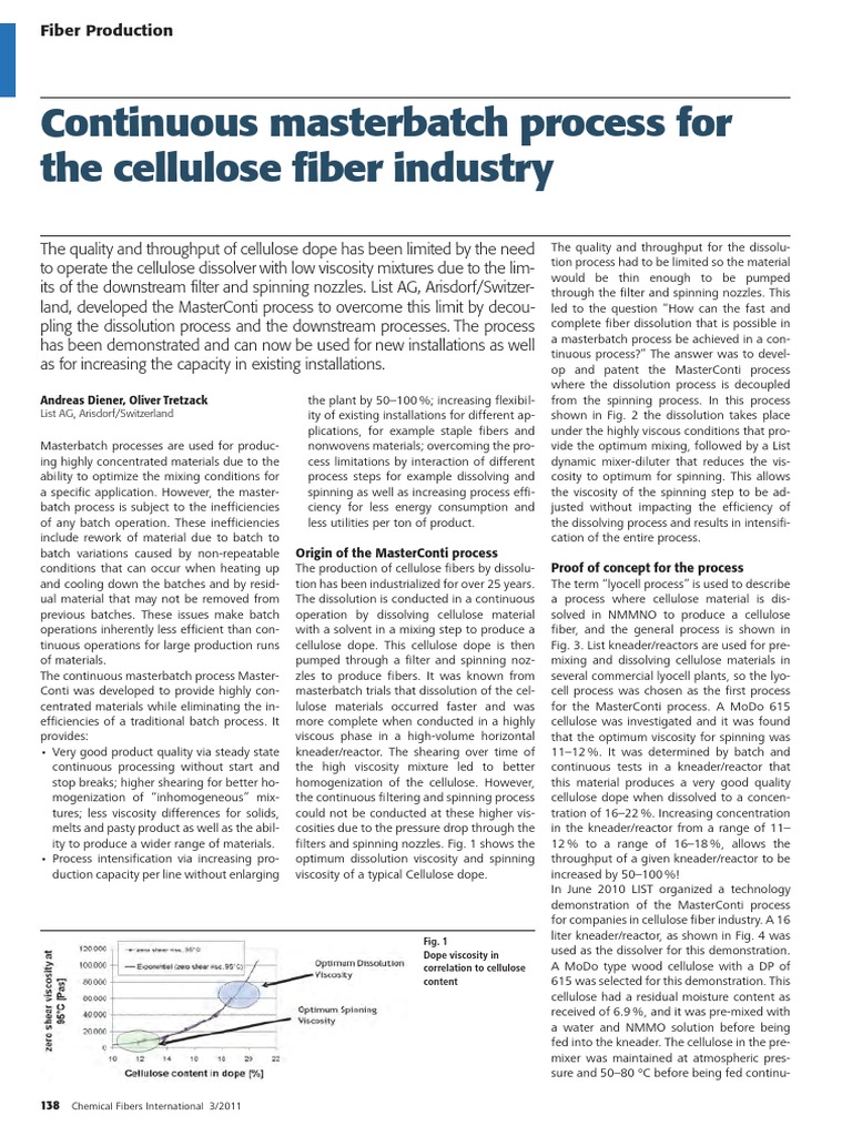 Continuous masterbatch fiber production process | PDF | Dissolution ...