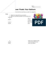Whatever Floats Your Balloon: Physical Science Name - Motion Period