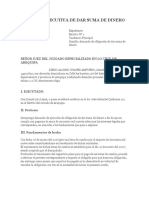 Demanda Ejecutiva de Dar Suma de Dinero