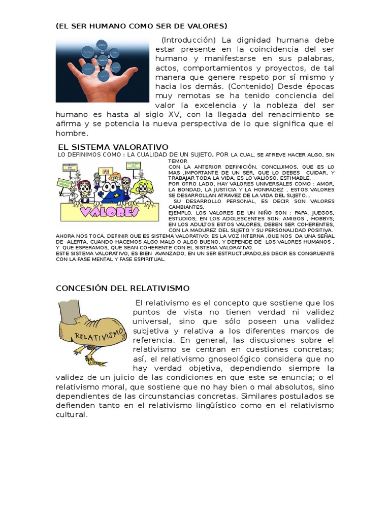 El Ser Humano Como Ser de Valores | PDF | Relativismo | Ciencia cognitiva
