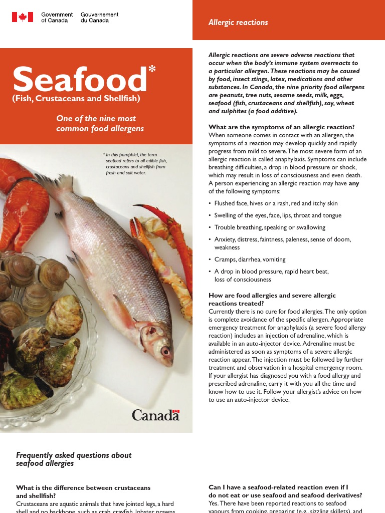 Seafood/Fish Allergy PDF Food Allergy Allergen