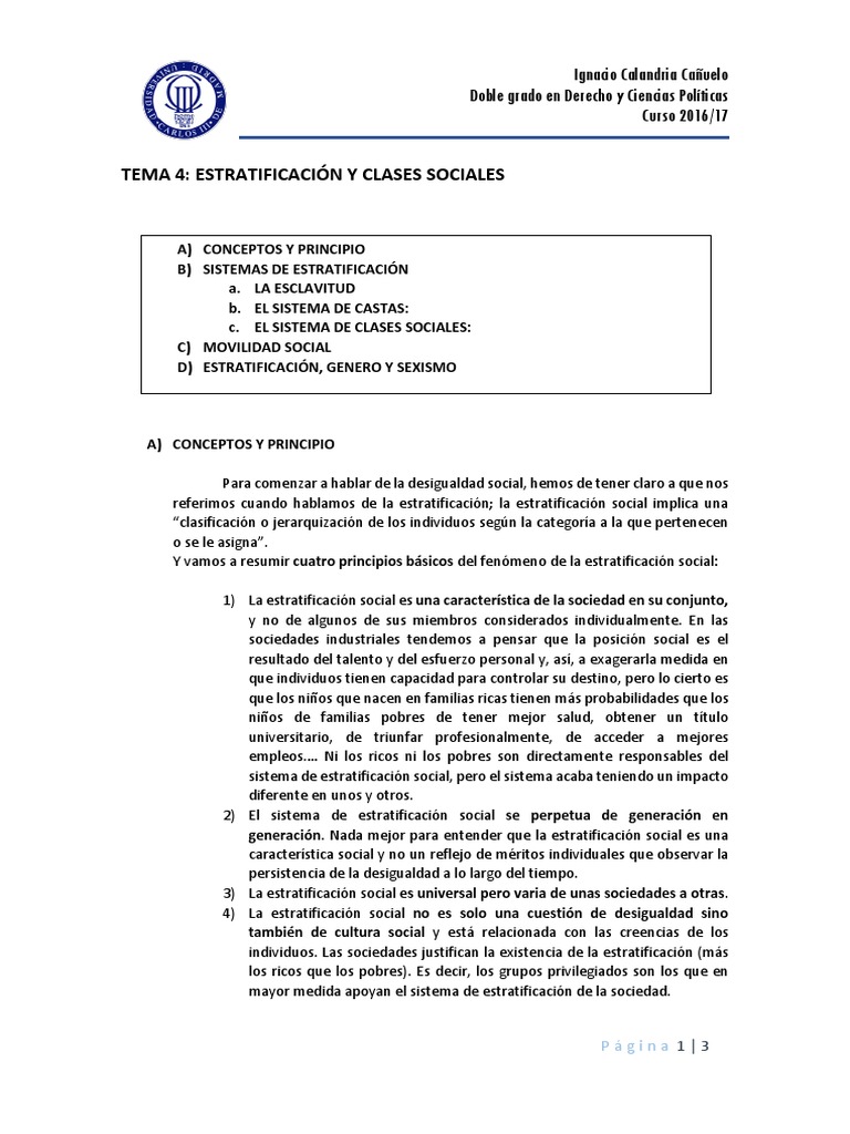 Tema 4 Estratificación y Clases Sociales Descargar gratis PDF