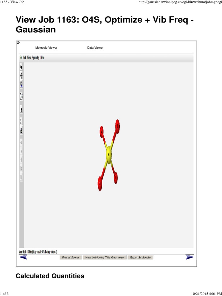 So4 2 HF View Job PDF Normal Mode Infrared Spectroscopy