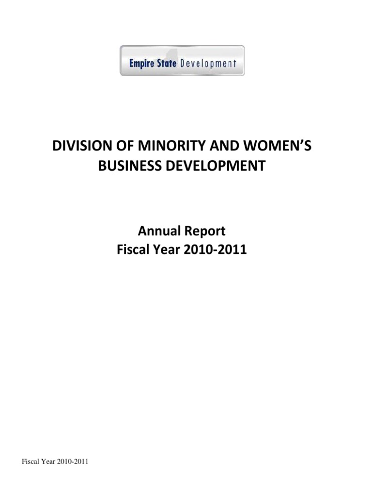 Division of Minority and Women'S Business Development: Annual Report