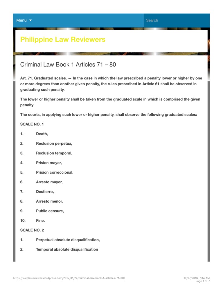 Article 71: Graduated Penalties Overview | PDF | Capital Punishment ...
