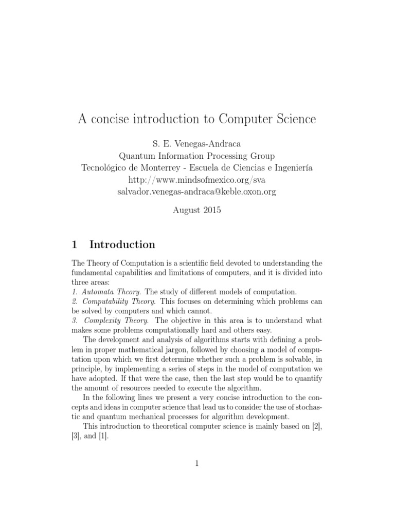 Intro To Computer Science | PDF | Computational Complexity Theory ...
