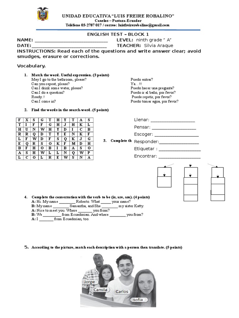 ENGLISH TEST-block 1 | PDF | Linguistic Typology | Morphology