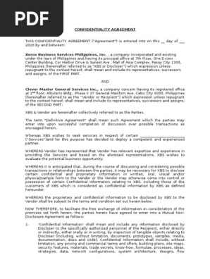 Confidentiality Agreement