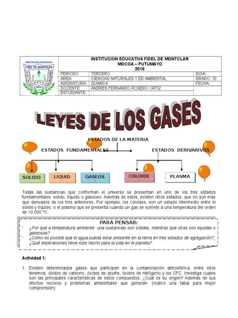 Propiedades y Ejemplos de Gases | PDF | Gases | Mole (Unidad)