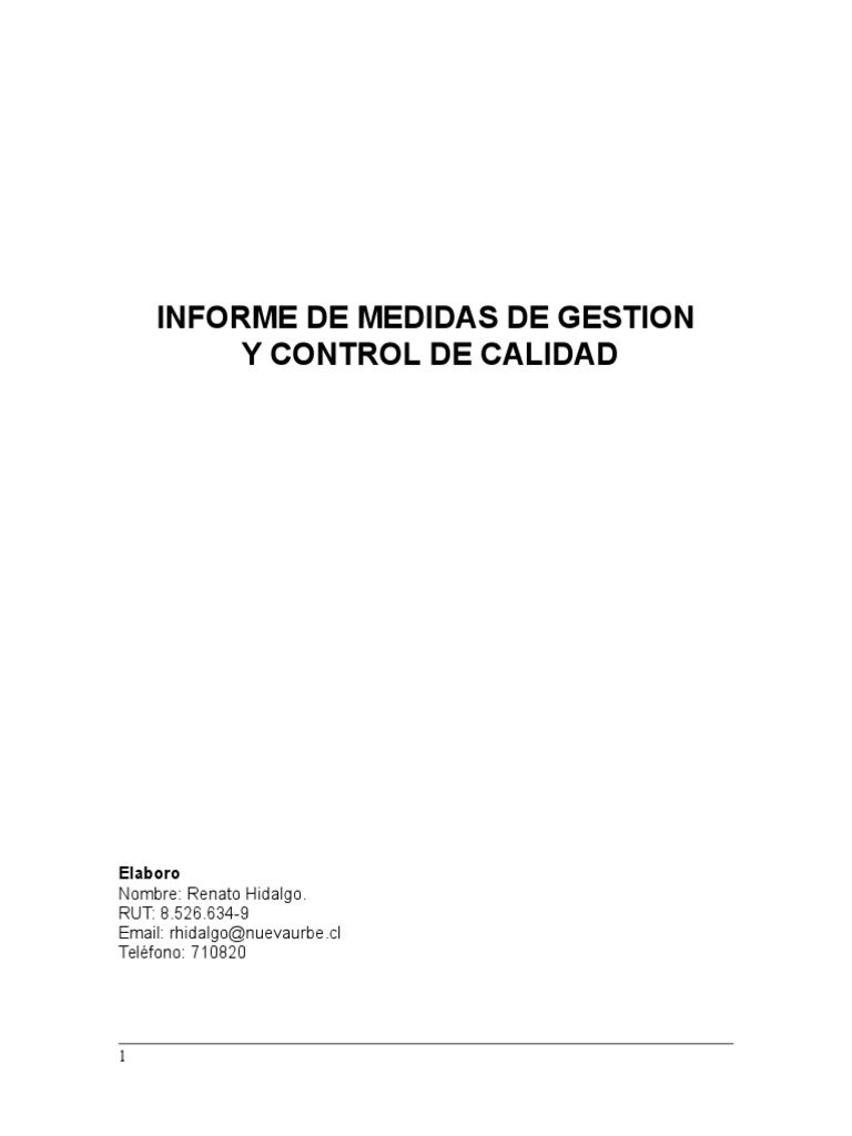 Medidas de Control y Gestión de Calidad | PDF | La seguridad | Calidad ...