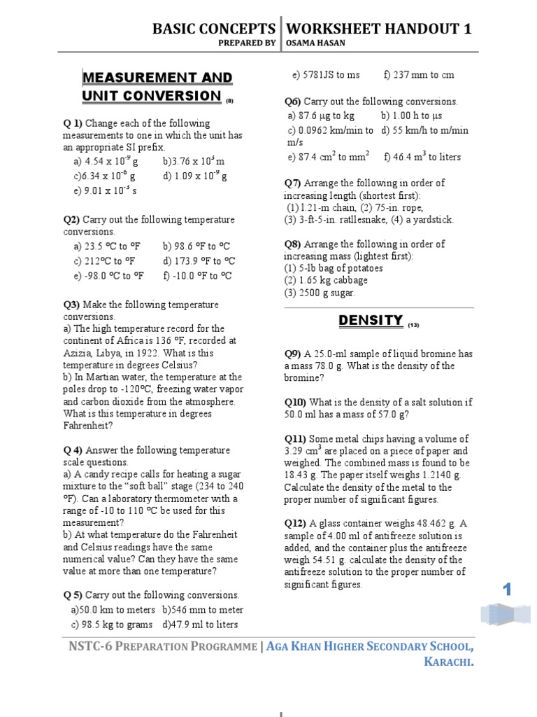 Chemistry Worksheets Handouts | Gases | Atmospheric Pressure