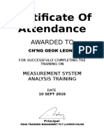 Certificate of Attendance: Awarded To