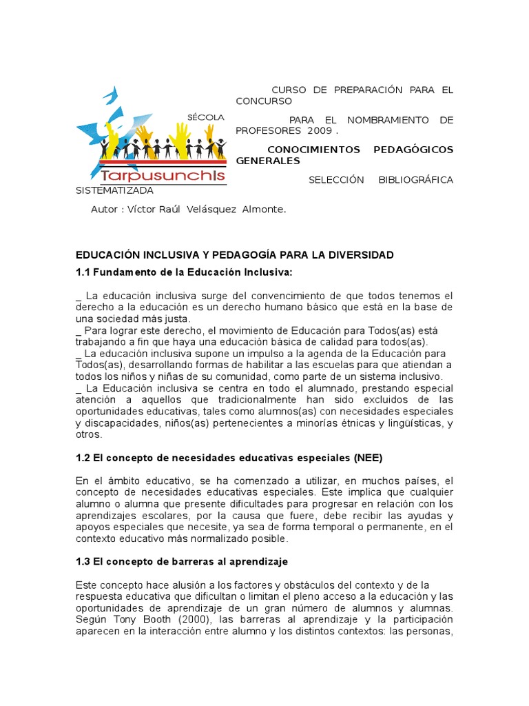Educación Inclusiva y Diversidad Pedagógica | PDF | Plan de estudios ...