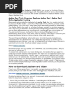 Download Aadhaart Card Status Download Correction by Raaz Raaz SN328360889 doc pdf