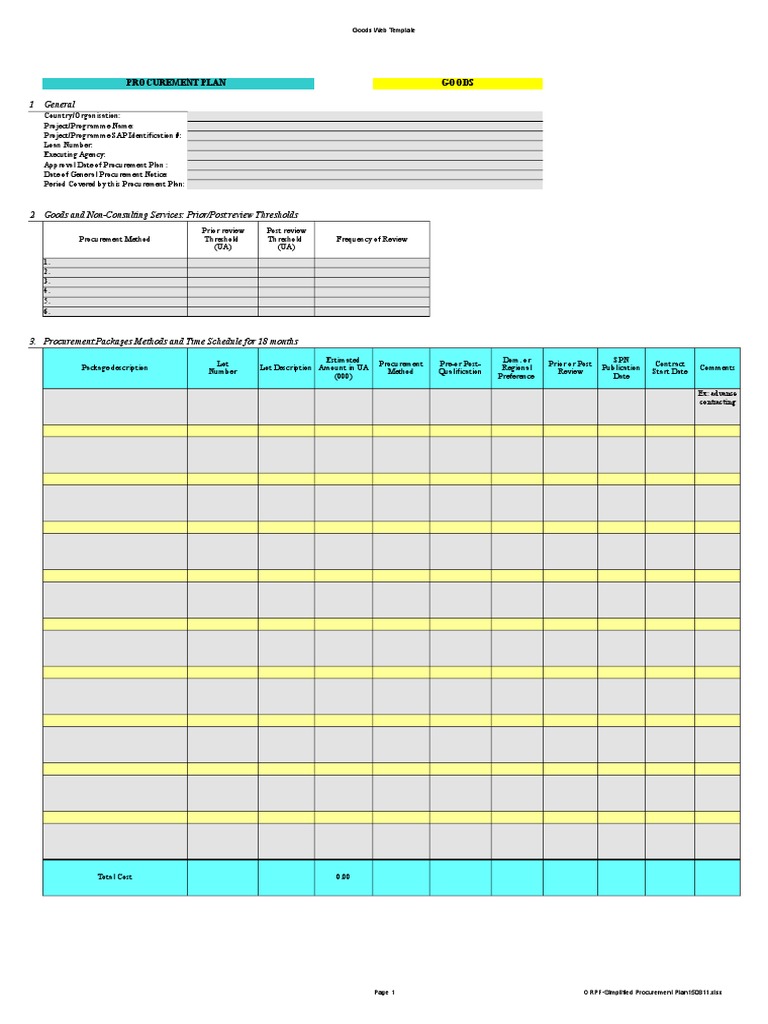 Procurement Plan Template Overview | PDF