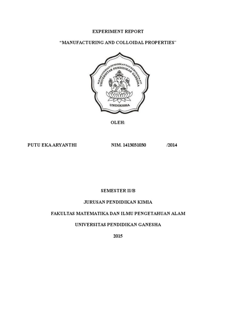 Experiment Report PDF Colloid Emulsion