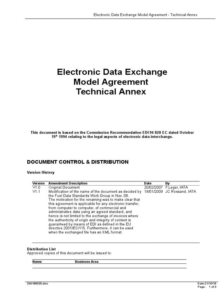 Electronic Data Exchange Model Agreement Annex PDF Electronic Data