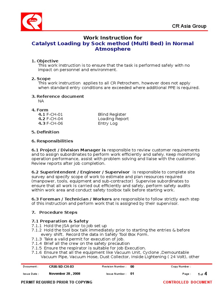 Catalyst Loading via Sock Method | PDF | Gases | Chemistry
