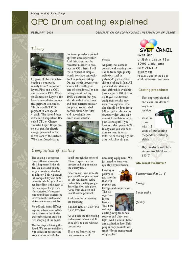 Opc Drum Coating PDF Chemical Substances Industrial Processes