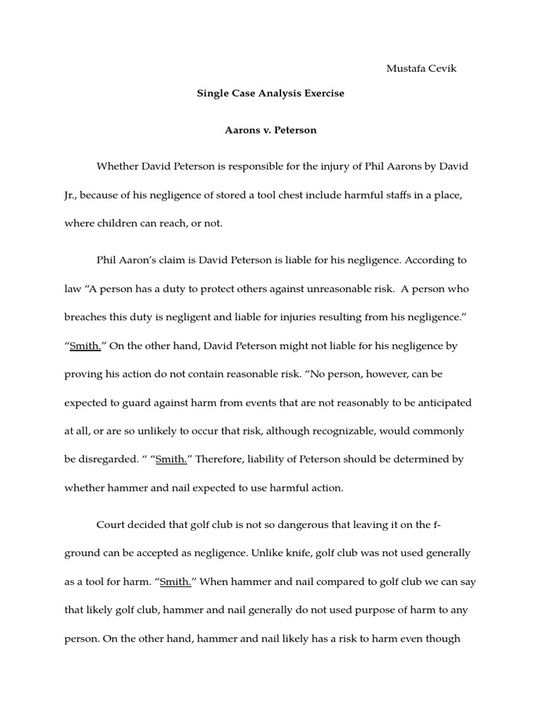 Liability in Aarons v. Peterson Case | PDF