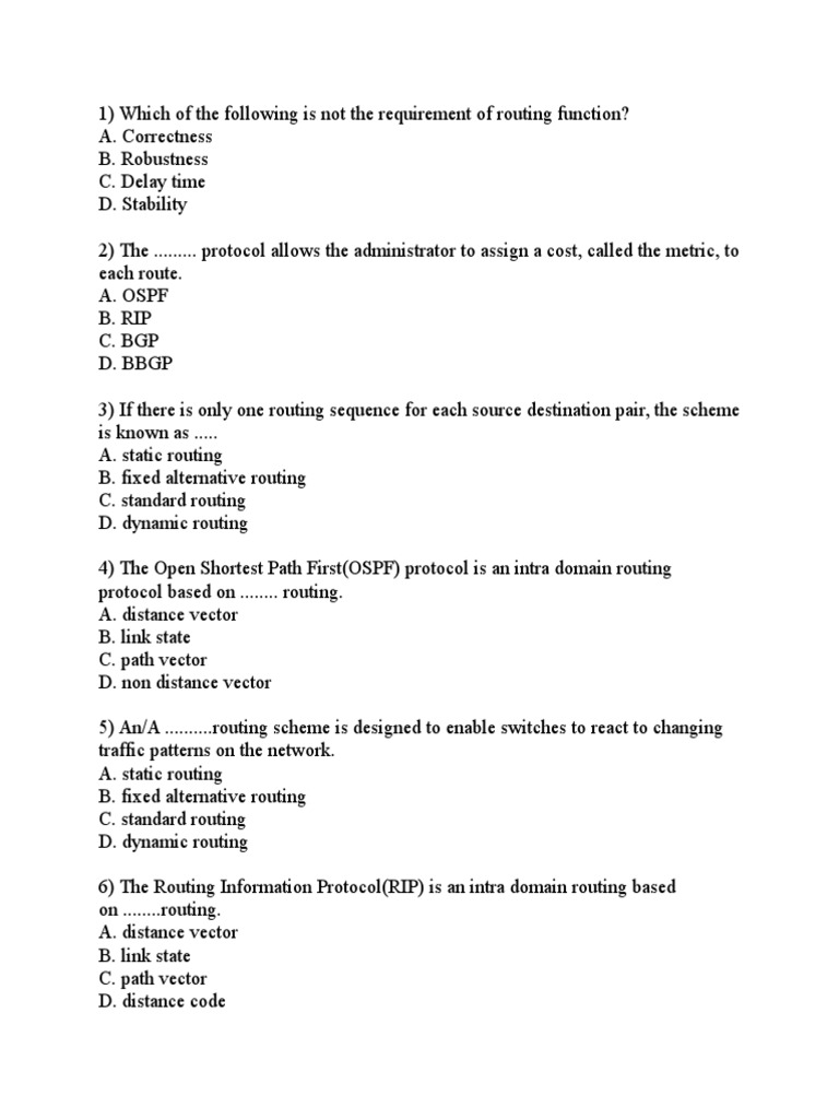 MCQ PDF Routing Transport Layer Security