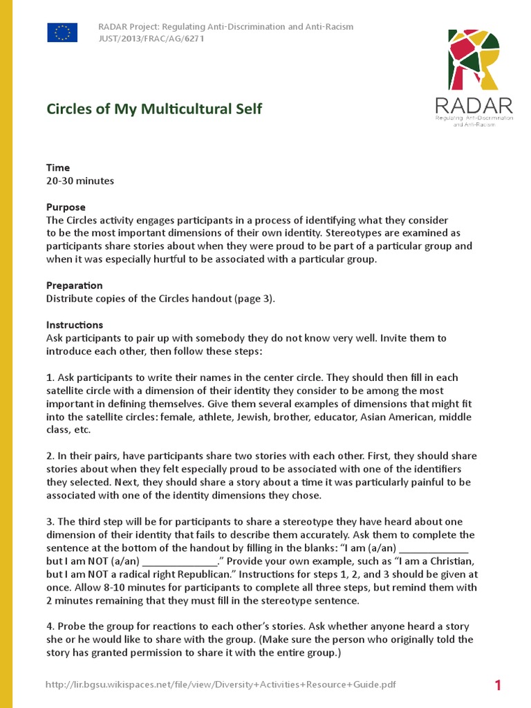 Radar Exercises - Circles of My Multicultural Self PDF | PDF ...