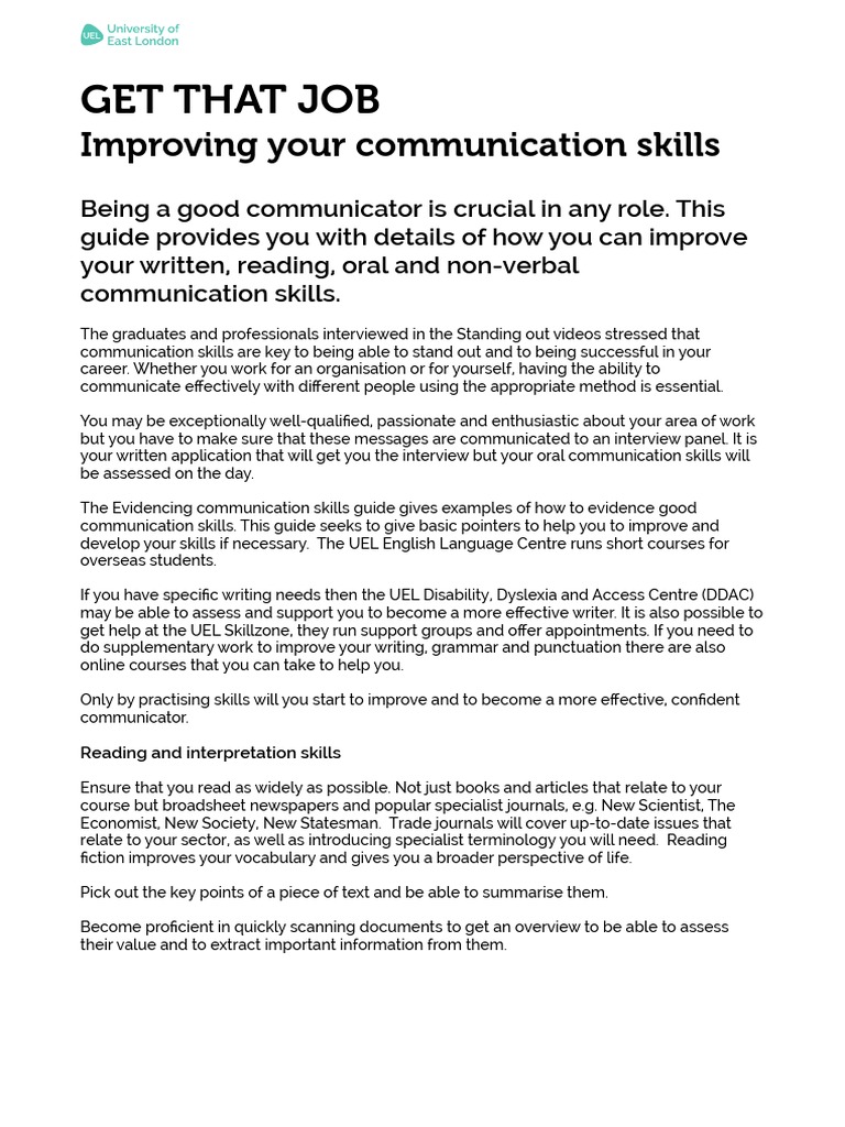 Enhancing Communication Skills Guide | PDF | Nonverbal Communication ...