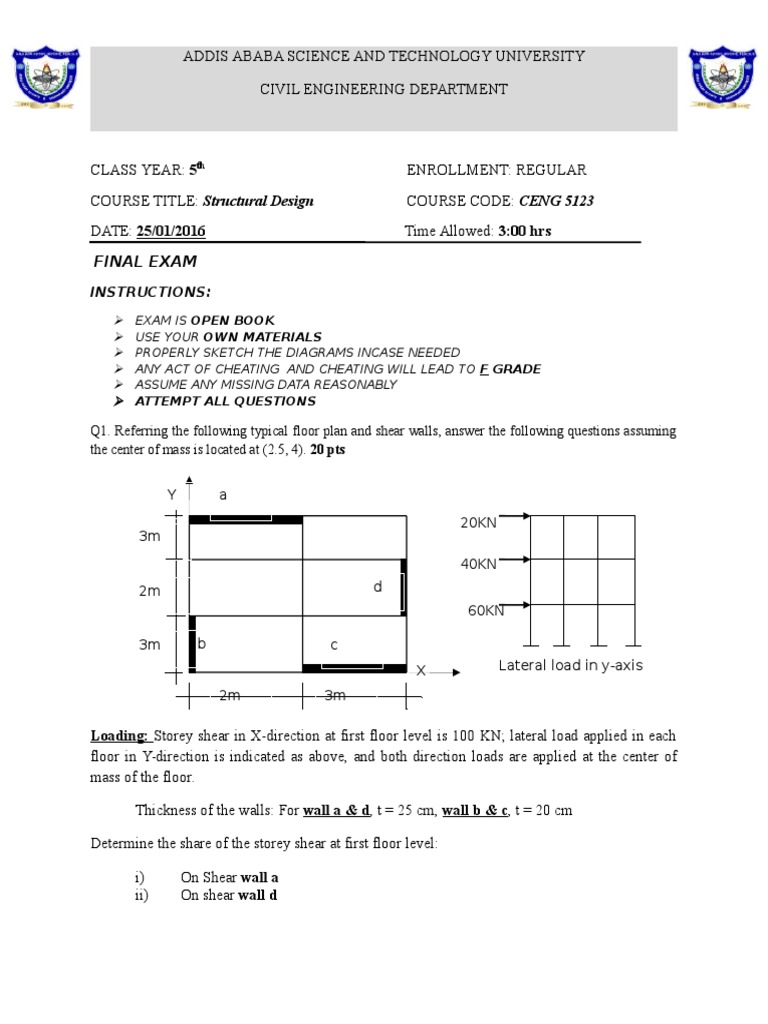 Civil Eng. Structural Design Exam | PDF