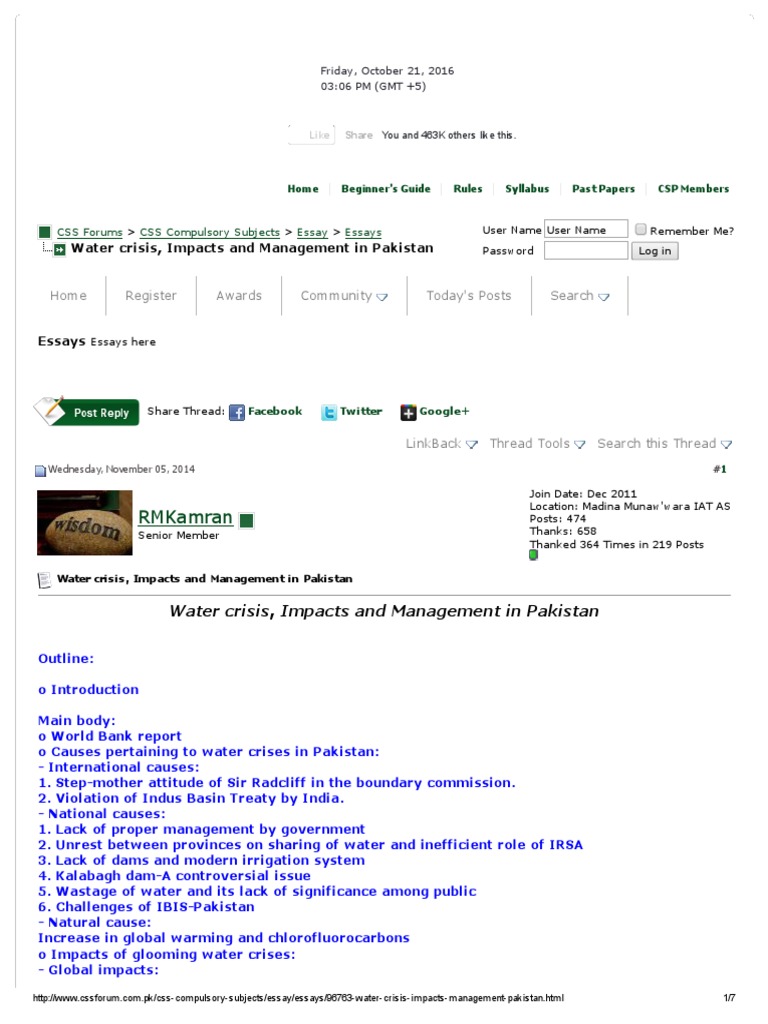 Water crisis in pakistan essay jwt picture