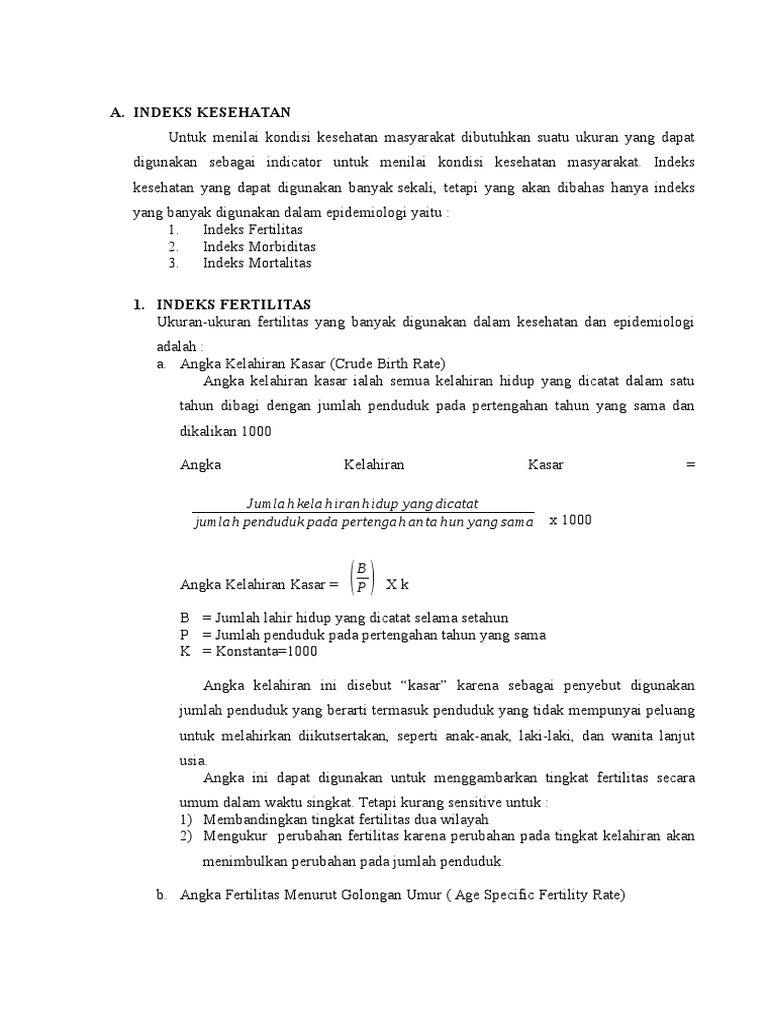 Indeks Kesehatan dan Rumus Pengukurannya | PDF