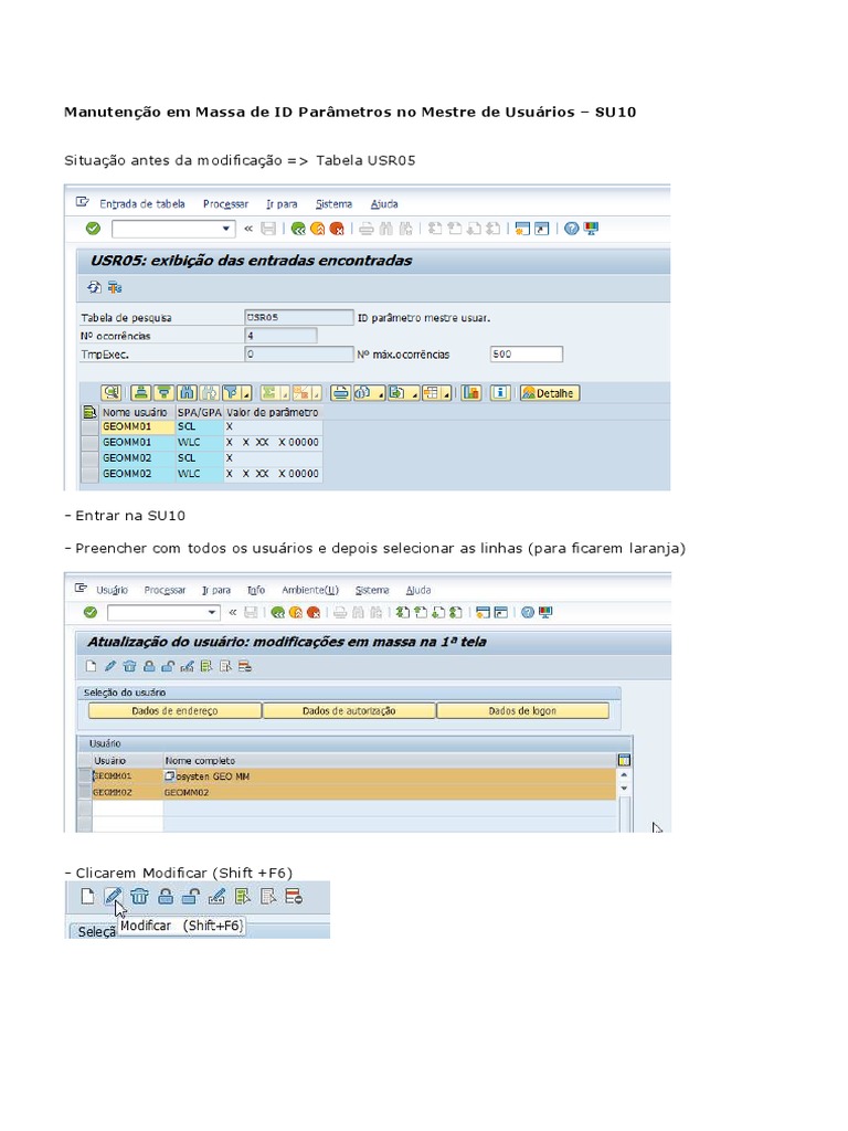 Manutenção de Parâmetros na SU10 | PDF | Áreas de Ciência da Computação ...