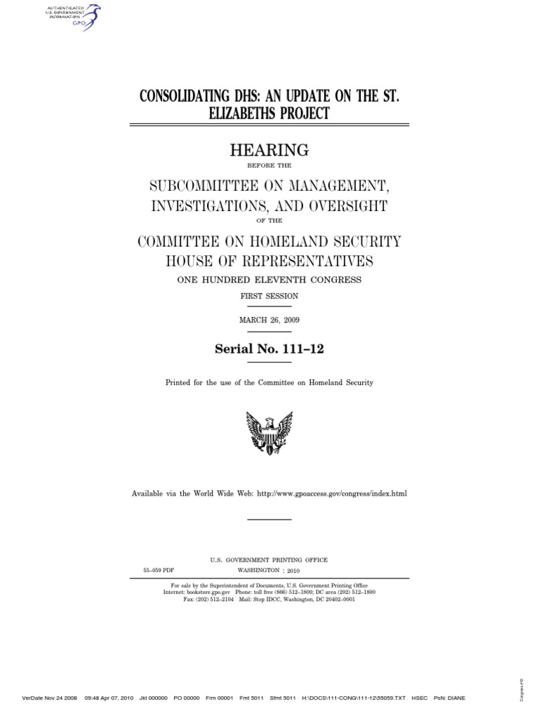 Consolidating DHS An Update On The St. Elizabeths Project PDF