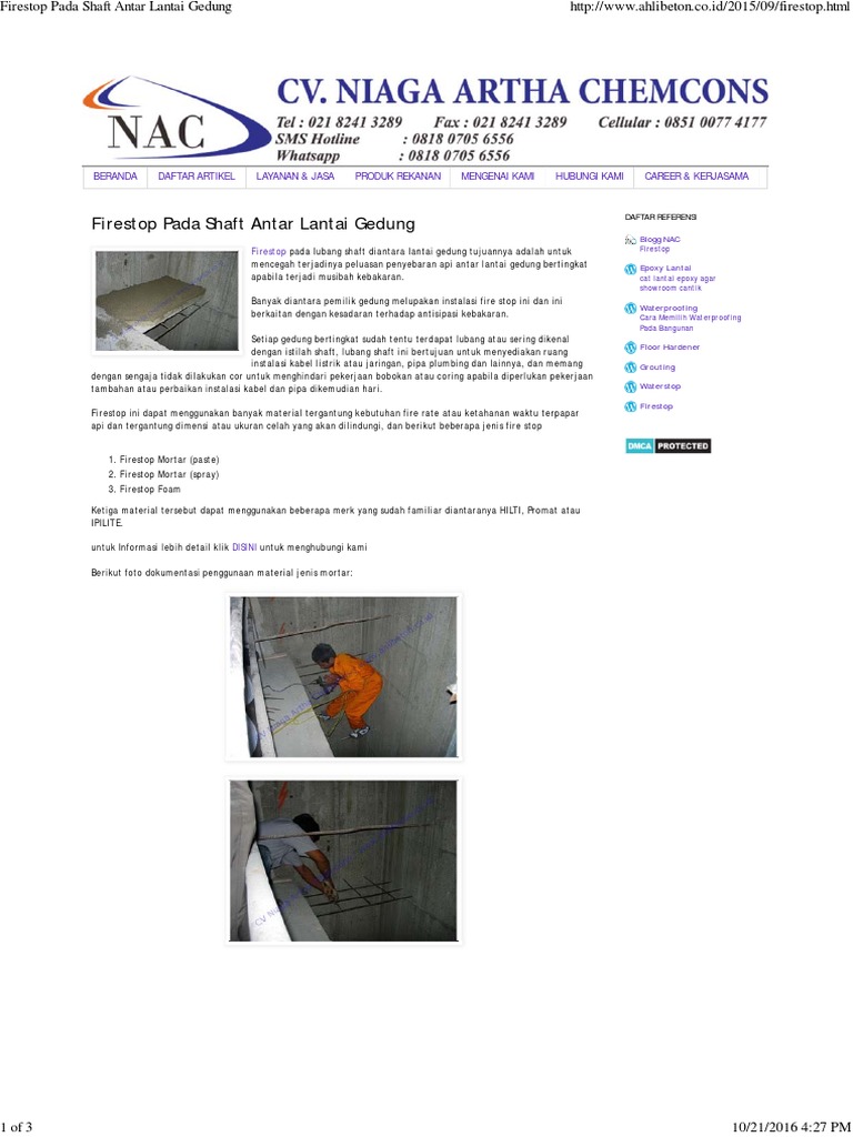 Firestop untuk Shaft Gedung Bertingkat | PDF