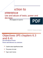 Introduction To Inference: Use and Abuse of Tests Power and Decision