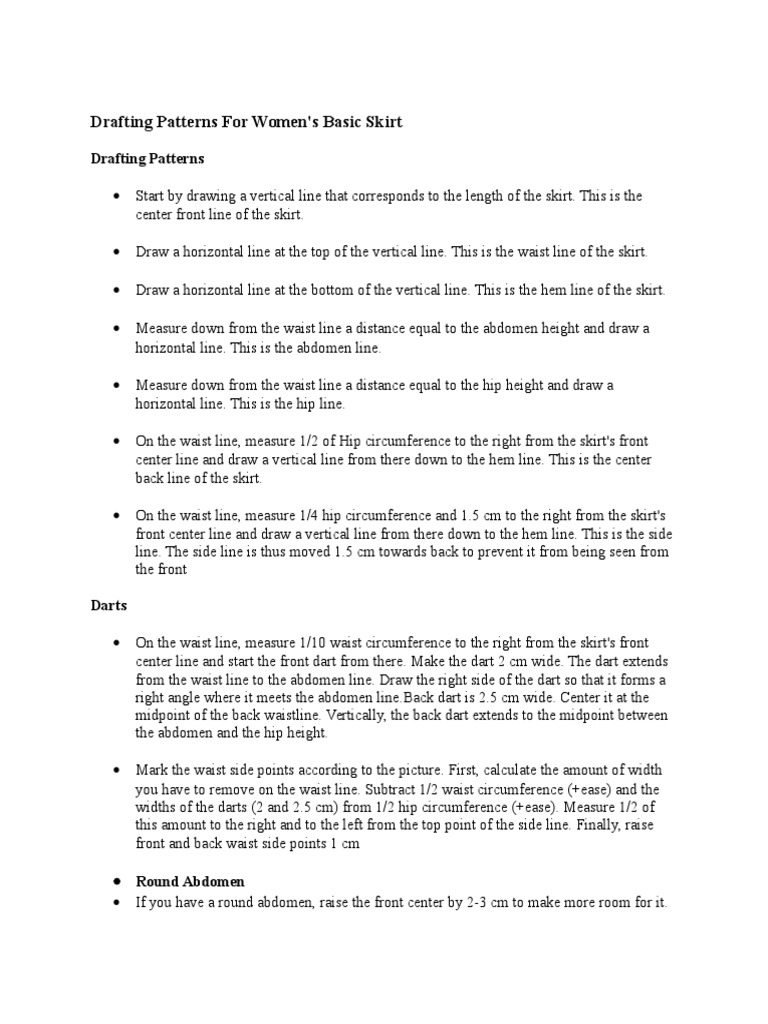 Drafting Patterns For Women's Basic Skirt | PDF | Wellness | Lifestyle