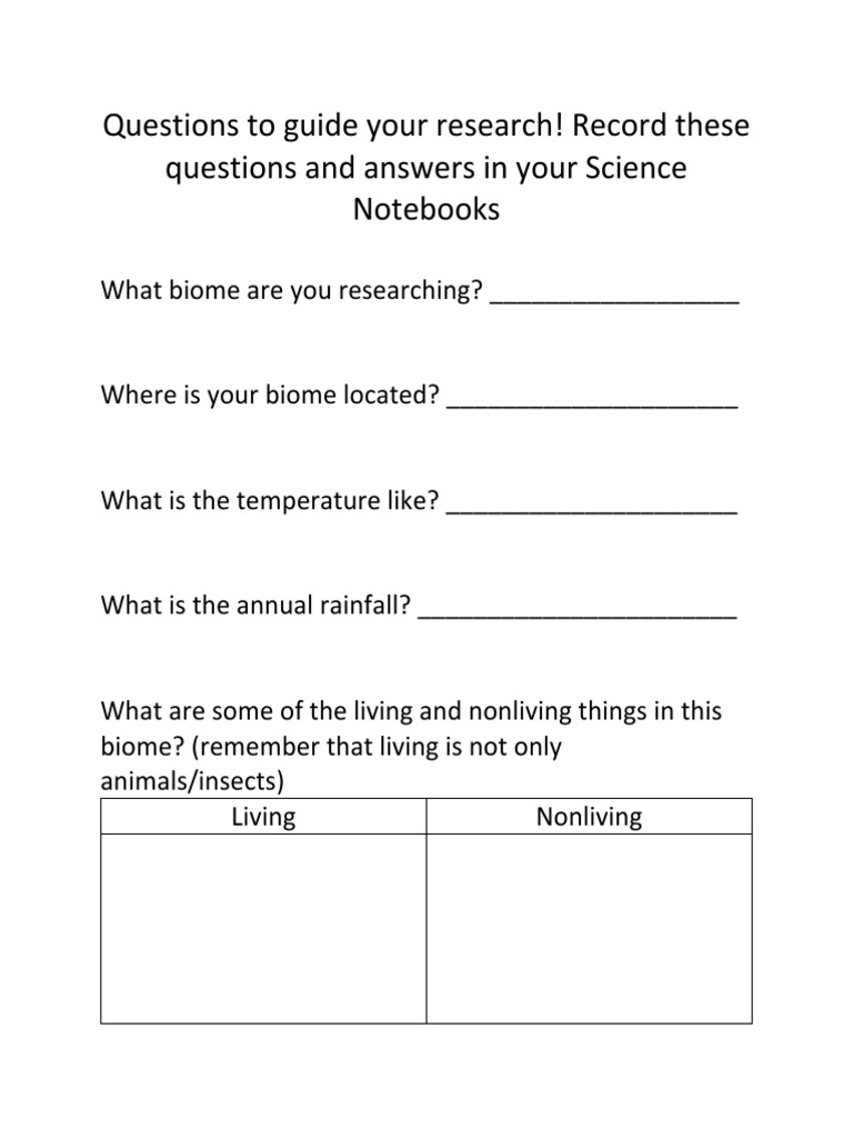 Questions To Guide Your Research! Record These Questions and Answers in ...
