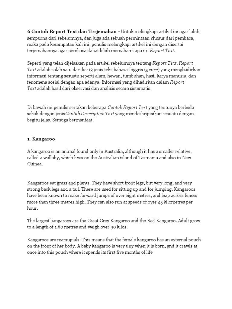6 Contoh Report Text Dan Terjemahan Komodo Jaguar
