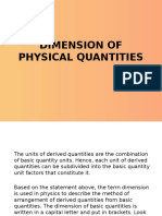 Dimension of Physical Quantities
