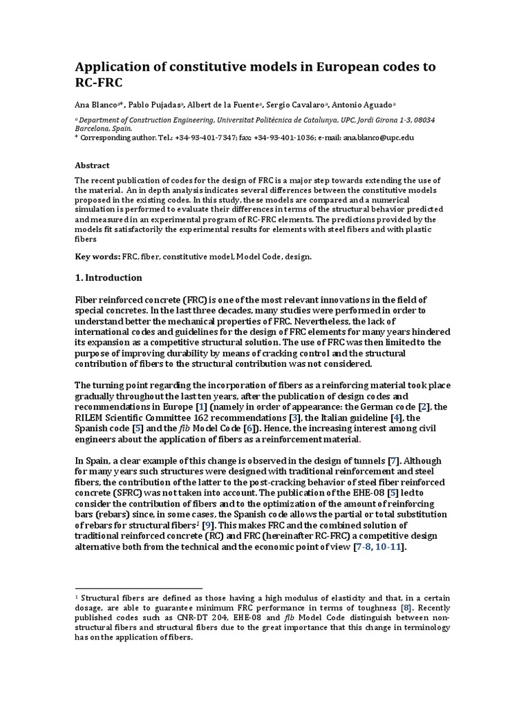 Application of constitutive models in european codes to rc frc pdf