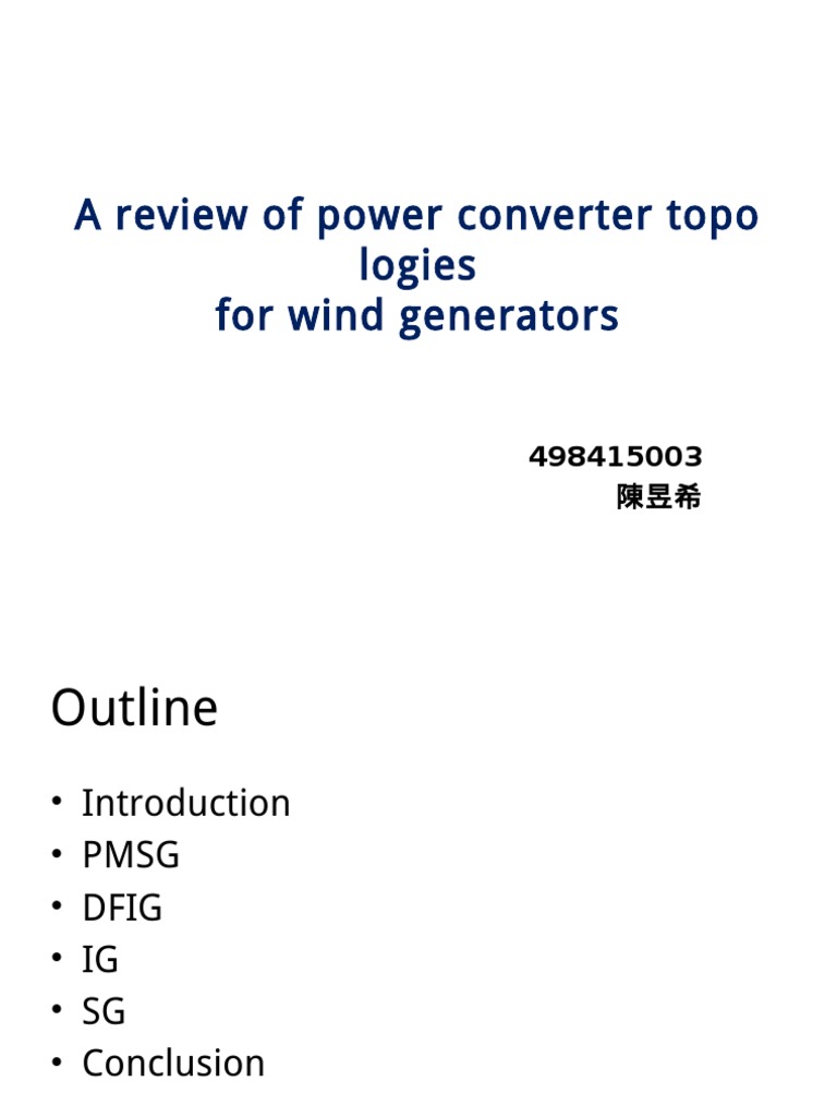 Review of Wind Generator Converter Topologies | PDF | Power Inverter ...